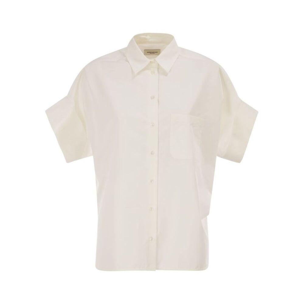 Weekend Maxmara Women Wkdtuono - Cotton Shirt With Printed Silk Back Panel